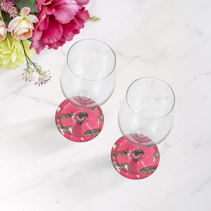Exotix Natural Vegan Leather Round Coasters, Cherry