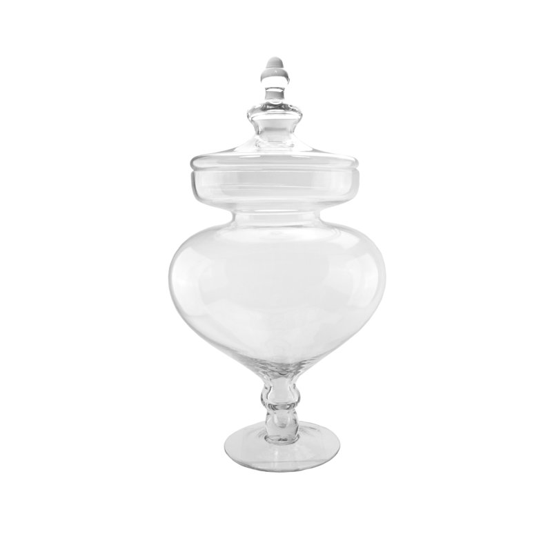 Pot contemporain en verre transparent 23 po avec couvercle faiteau