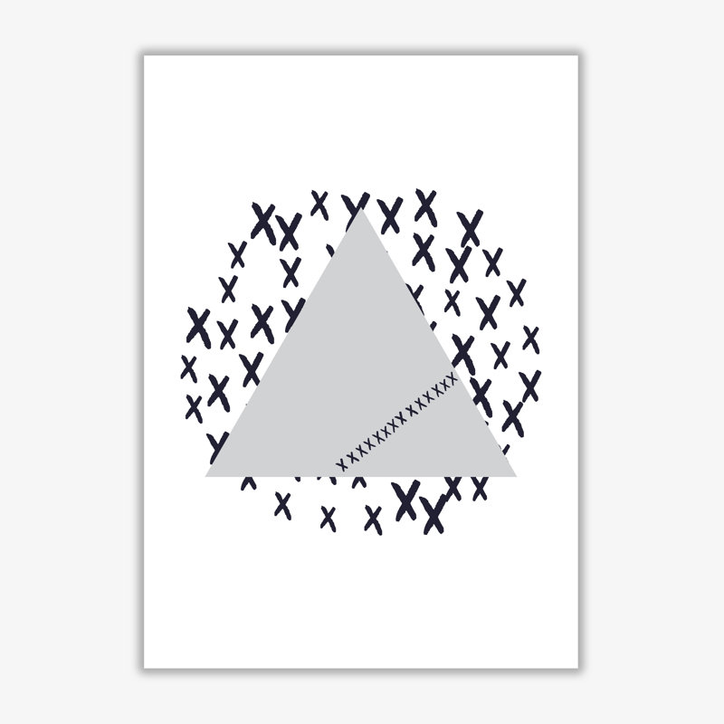 Grey Triangle With Crosses Abstract - Single Picture Frame Print, 30 cm H x 21 cm W x 1 cm D, No Frame