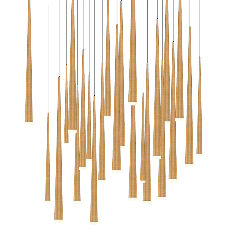 Cascade LED Pendant, Aged Brass, 36.75" H x 28" W x 28" D, 25