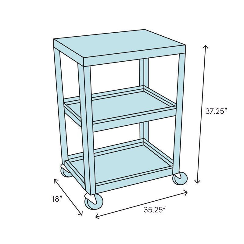 Black Heavy Duty 3-Shelf Utility Cart with Casters
