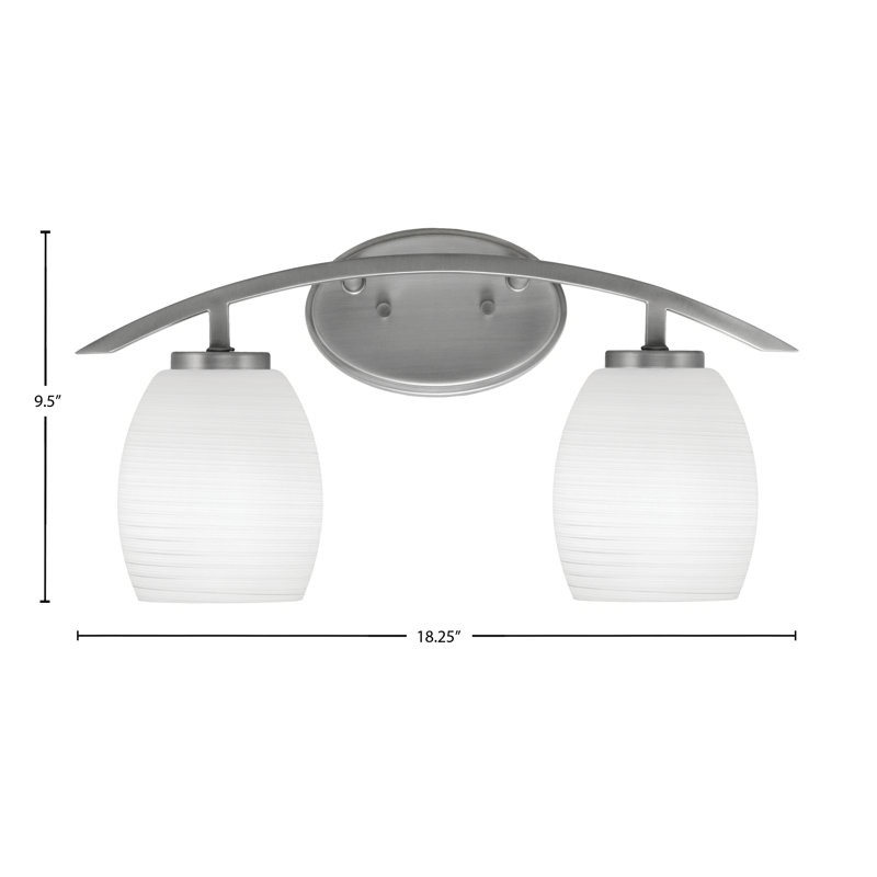 Kurve 2 Light Bath Bar With 5" Linen Glass, Silver, White