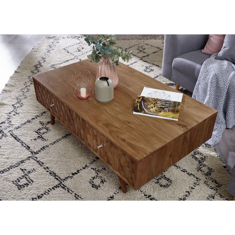 Mosayk Solid Wood Four Leg Coffee Table with Storage
