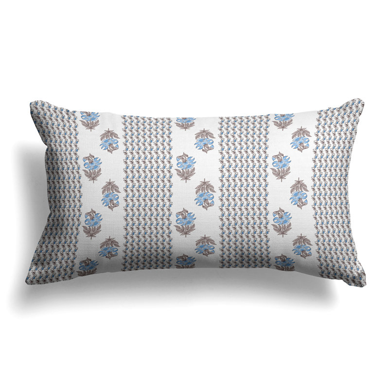 Anemone Artistry  Rectangular Throw Pillow, Blue/White