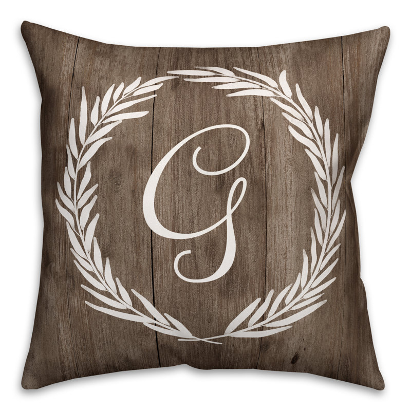  Wreath Initial Throw Pillow, G