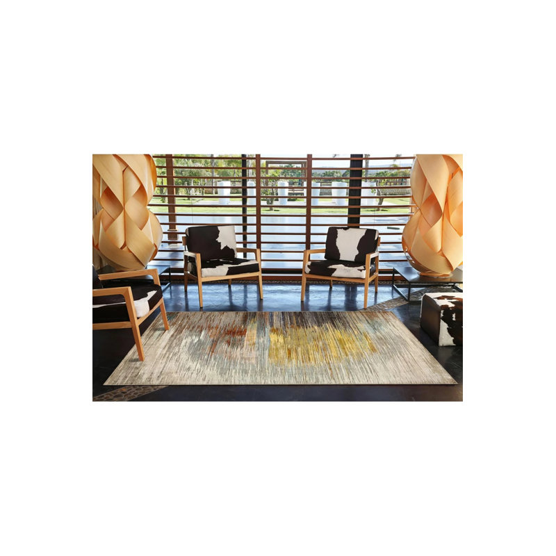 Tapis tissé décoratif rayé, Rond 5 pi