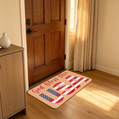 «Four Bless of God God Bless The USA Print», paillasson, entrée patriotique, décor 20 x 32 po