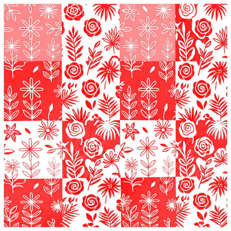 Red Floral Patchwork Blankets, 60in W x 80in H