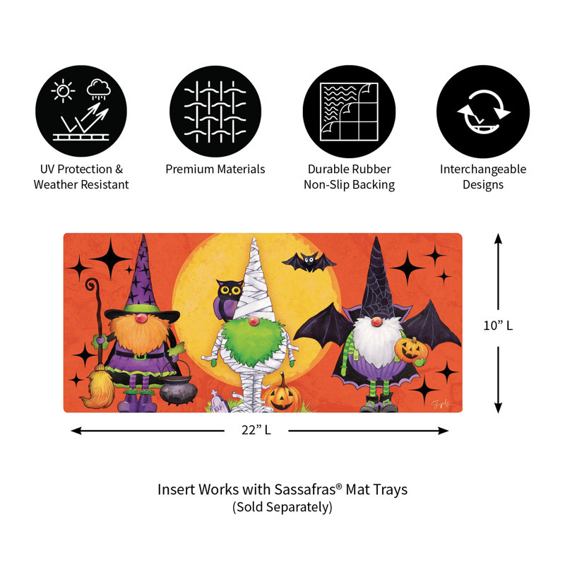 Tapis d'entrée d'Halloween Gnomes en costume Sassafras