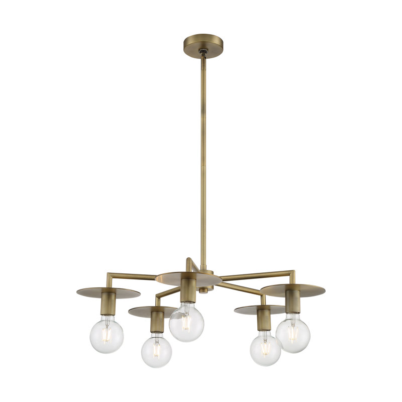 Lustre sphérique spoutnik à 5 lumières Sawvel, Laiton rétro
