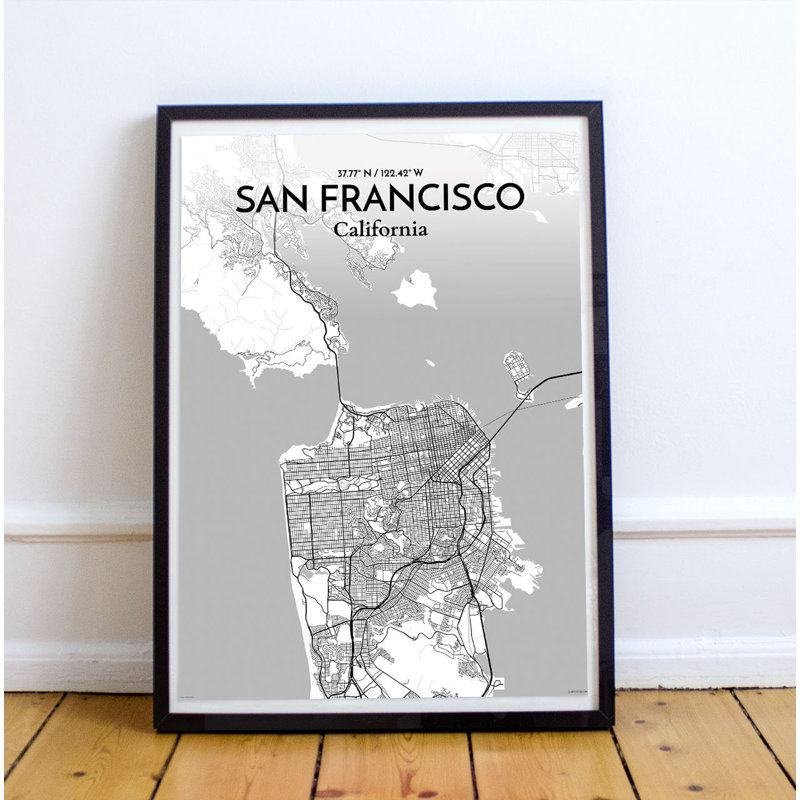 San Francisco City Map - No Frame Print, 91.4cm H x 61cm W x 0.13cm D