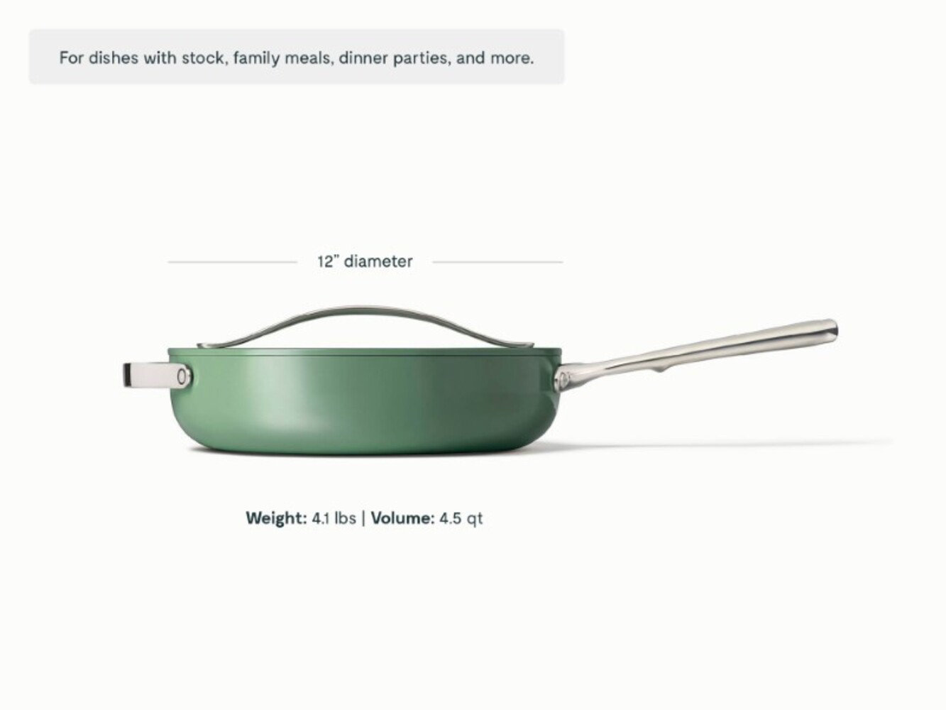 Caraway 4.5qt Ceramic Non-Stick Sauté Pan, Sage