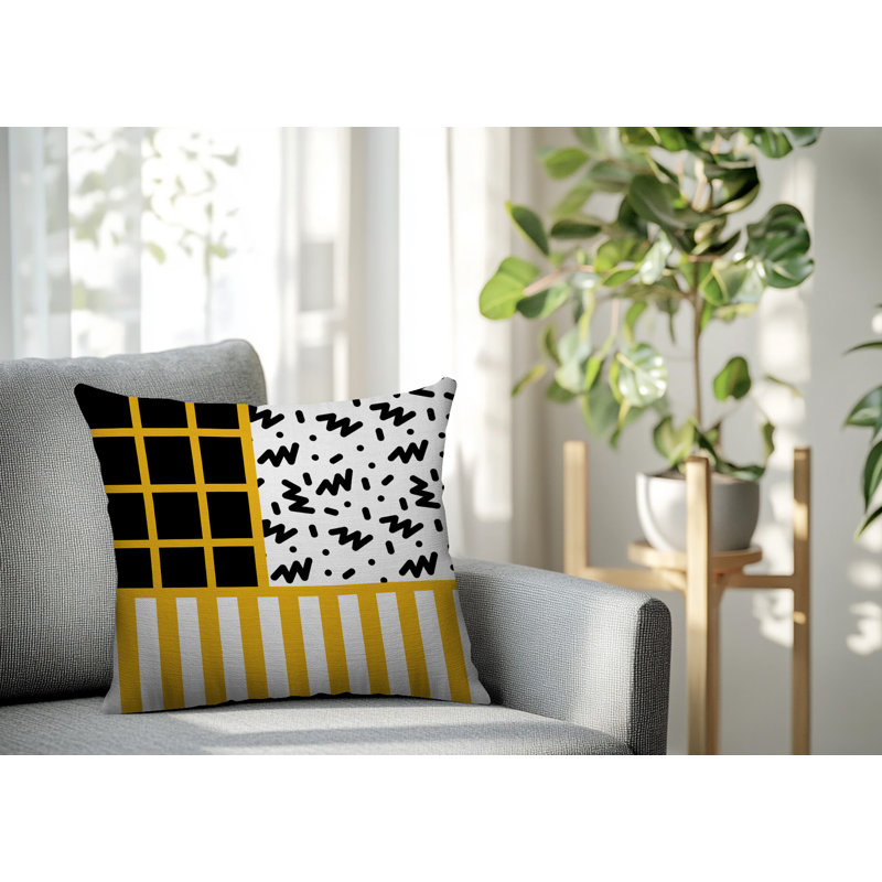 Oreiller carré réversible intérieur / extérieur Froza, Jaune, Carré 16 po