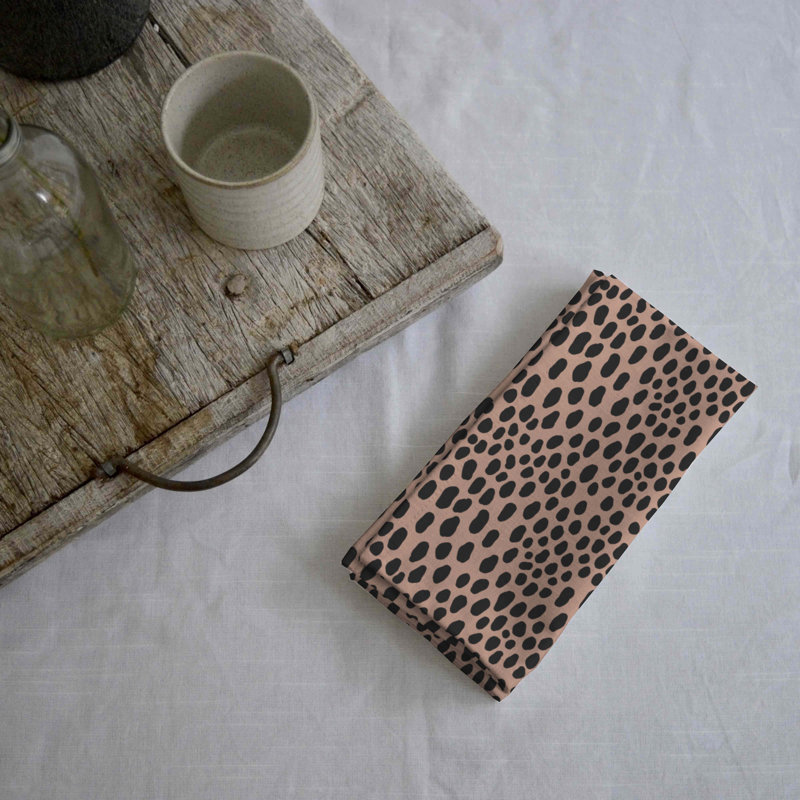 Cadi 100% Cotton Animal Print Square Napkin, Pink