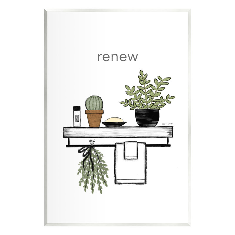 «Renew Bathroom Botanical Spa Plants Floater», art mural par Annie Lapoint, H 15 po x l 10 po x P 0,5 po, Bois