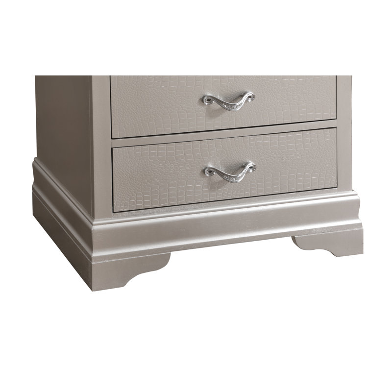 Laney 5 Drawer Chest, Silver Champagne