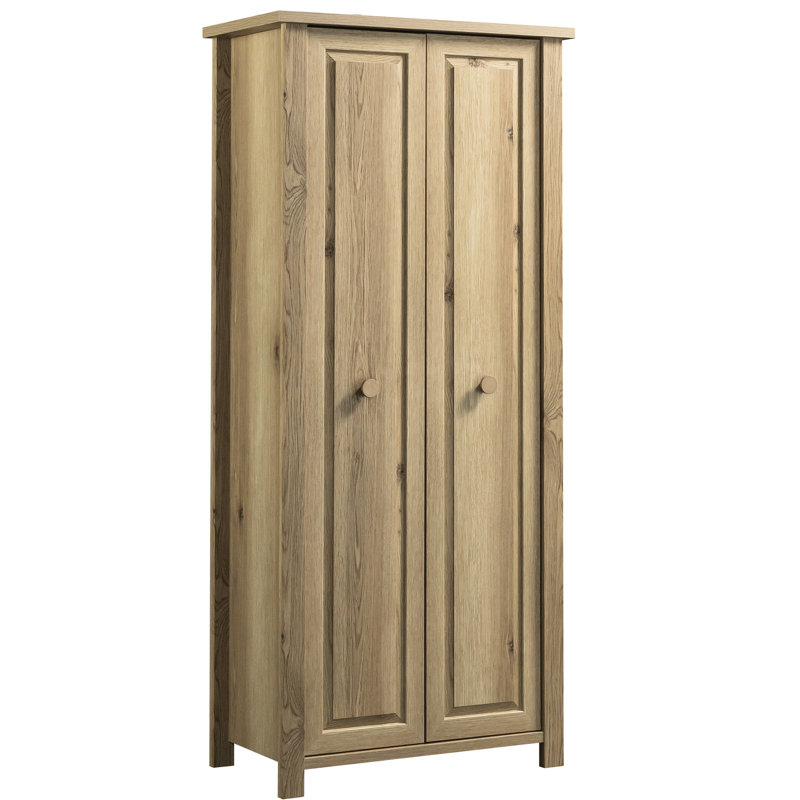 Armoire de rangement à finition brune pour la cuisine, la buanderie ou le salon, conception rustique, tablettes personnalisables, fabrication en brun, style réglable pratique et robuste