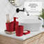 Ensemble d'accessoires de salle de bain de Noël - 22 pièces, ensemble complet + tapis de bain, moderne, rouge et blanc, polyester