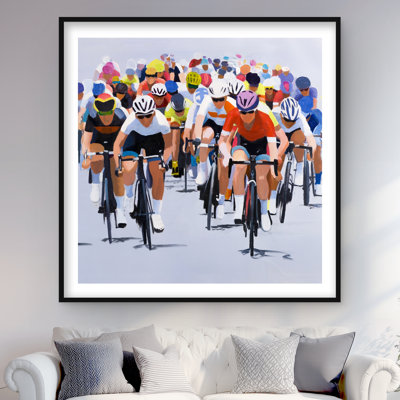Cyclisme compétition beige, reproduction encadrée mate - Décoration intérieure