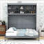 Grand lit escamotable mural en bois avec station de charge intégrée et tablettes de rangement-713097726