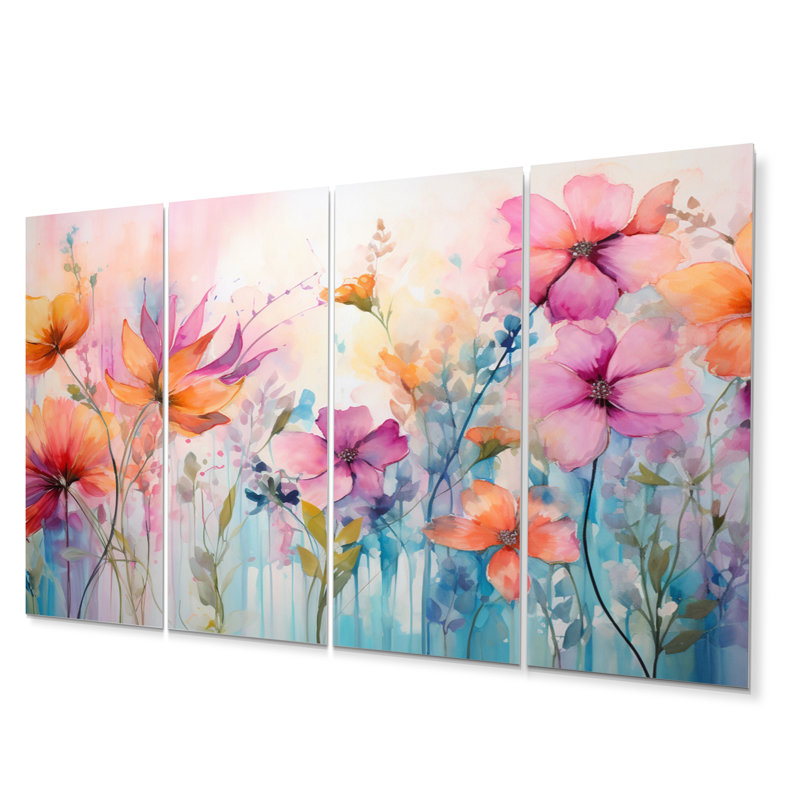 Ensemble de décorations murales multicolores Floral Symphony I - Abstract Botanicals