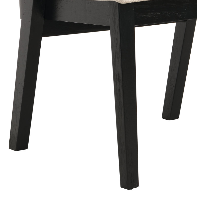 Chaise de salle à manger Cayli de style néoclassique moderne en rotin avec dossier incurvé et structure en hévéa massif, 2