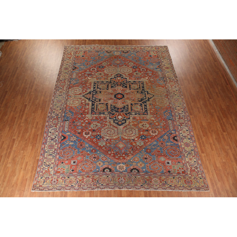 Tapis pré-1900 à teinture végétale 12 x 15