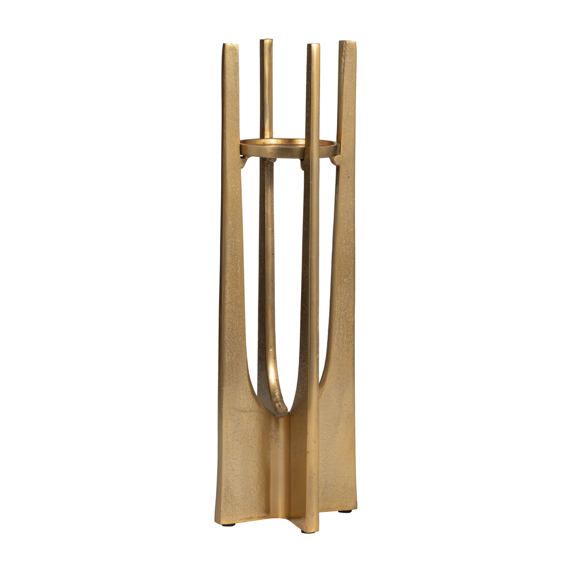 Modern Metal Solid Pillar Candle Holder, 16" H x 5" W x 5" D, Gold