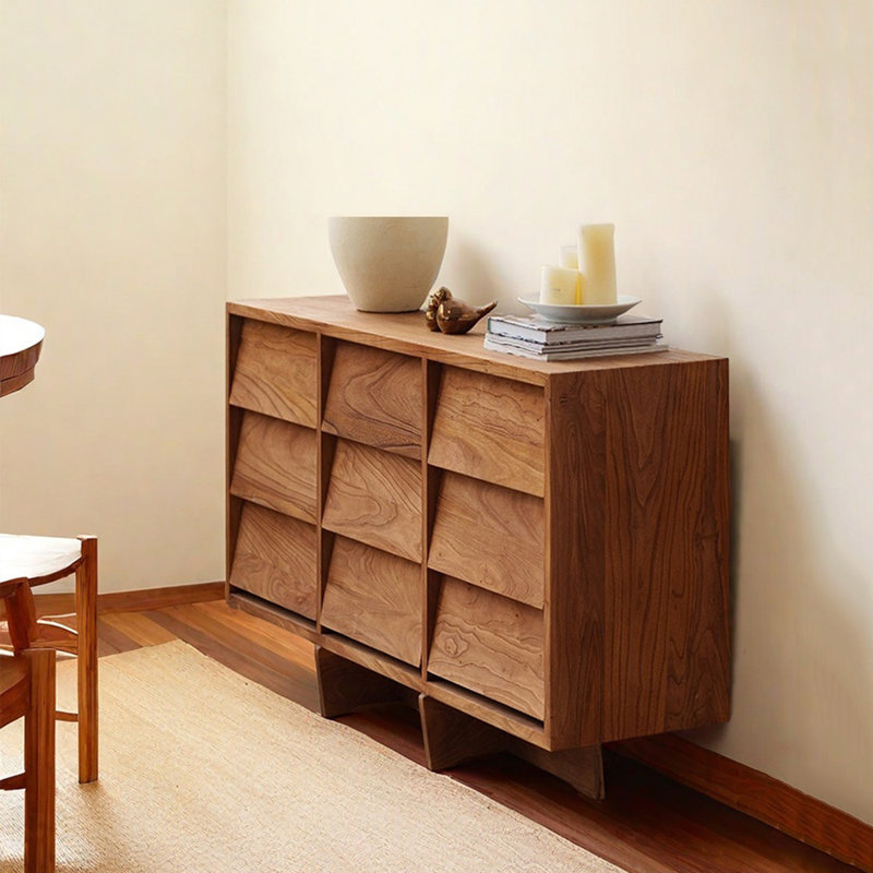 Mid-century Wabi-sabi Sideboard Solid Wood