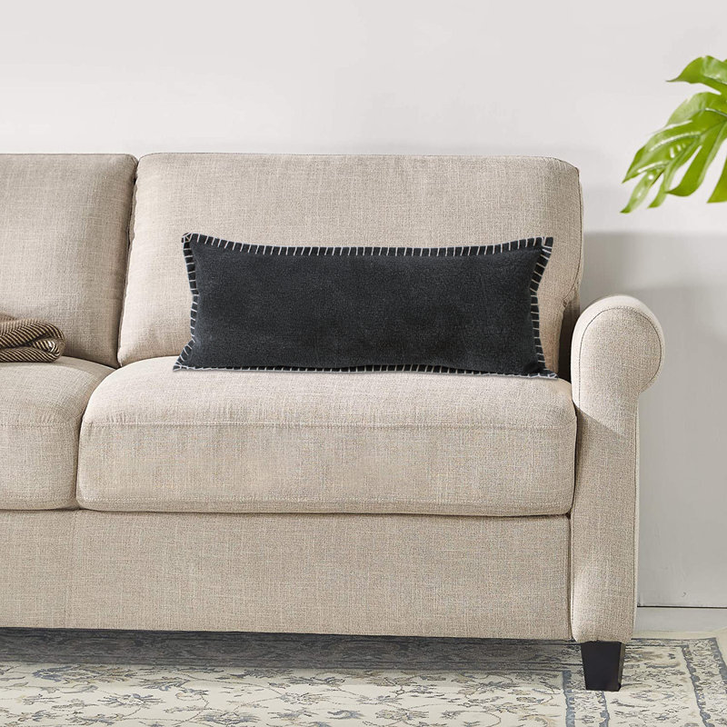 Coussin décoratif contemporain 100% coton cousu à la main Contemporary, Blanc/vert
