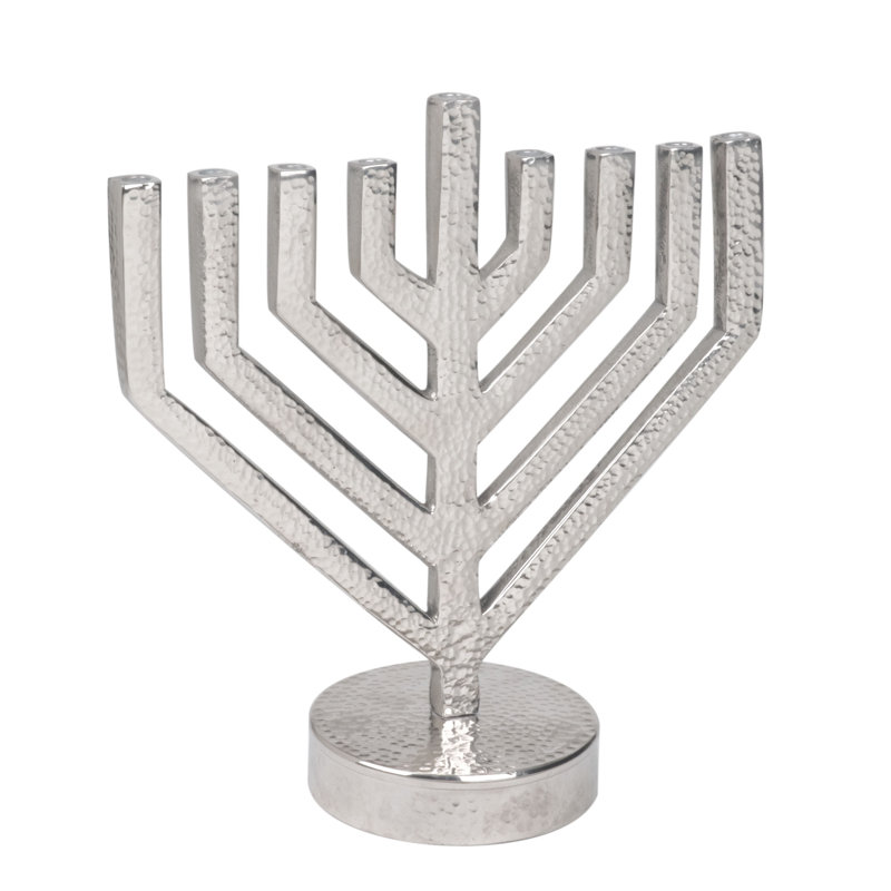 Menora hanoukka en aluminium martelé
