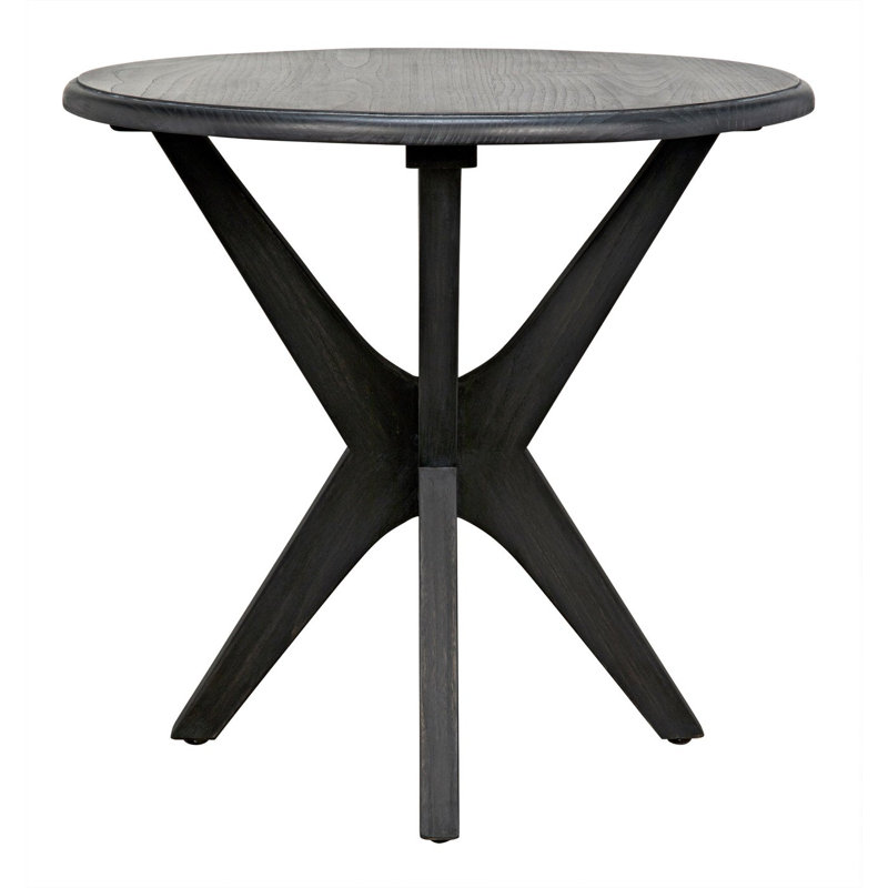 Charcoal Black Round Wood End Table