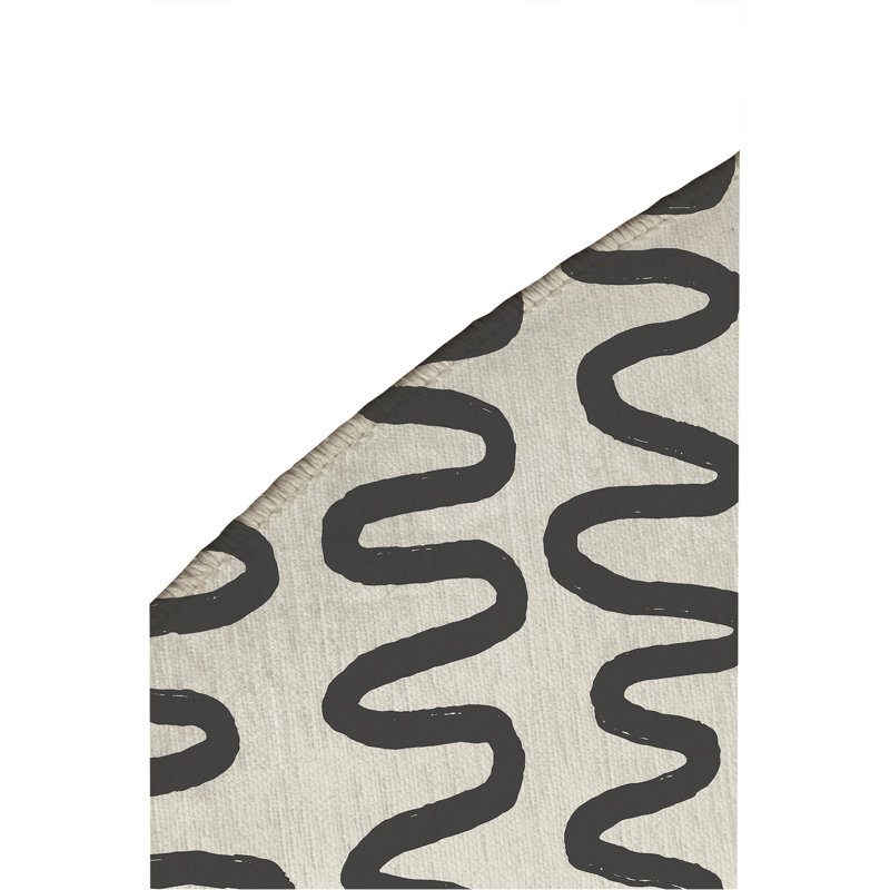 Wiggle Stripe Non-Slip Outdoor Rug, Round 5'
