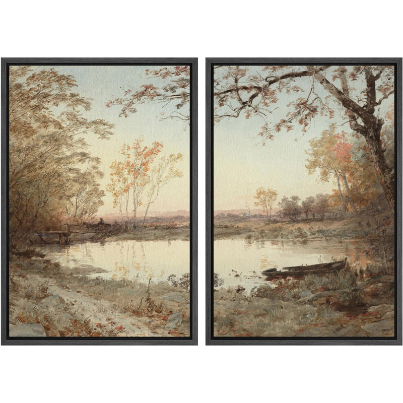 «Autumn Whispers», 2 pièces sur toile, H 36 po x l 48 po, Noir