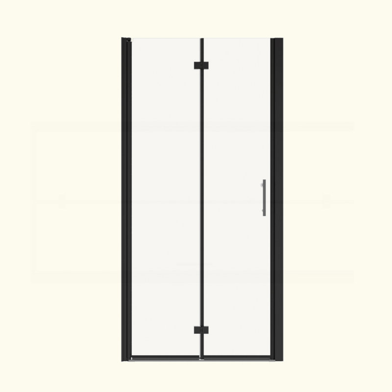 Porte de douche pivotante universelle à ajustement de 1 3/8 po avec finition en verre trempé de 1/4 po, Noir mat