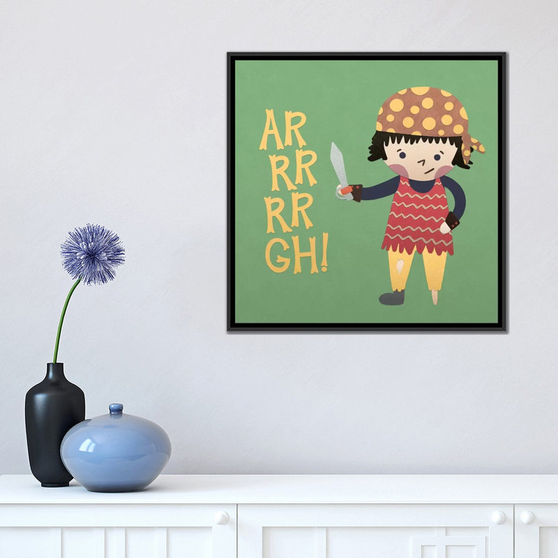 « ahoy matey iv », impression sur toile, H 18 po x l 18 po x P 1,5 po, Toile avec cadre noir, Blanc