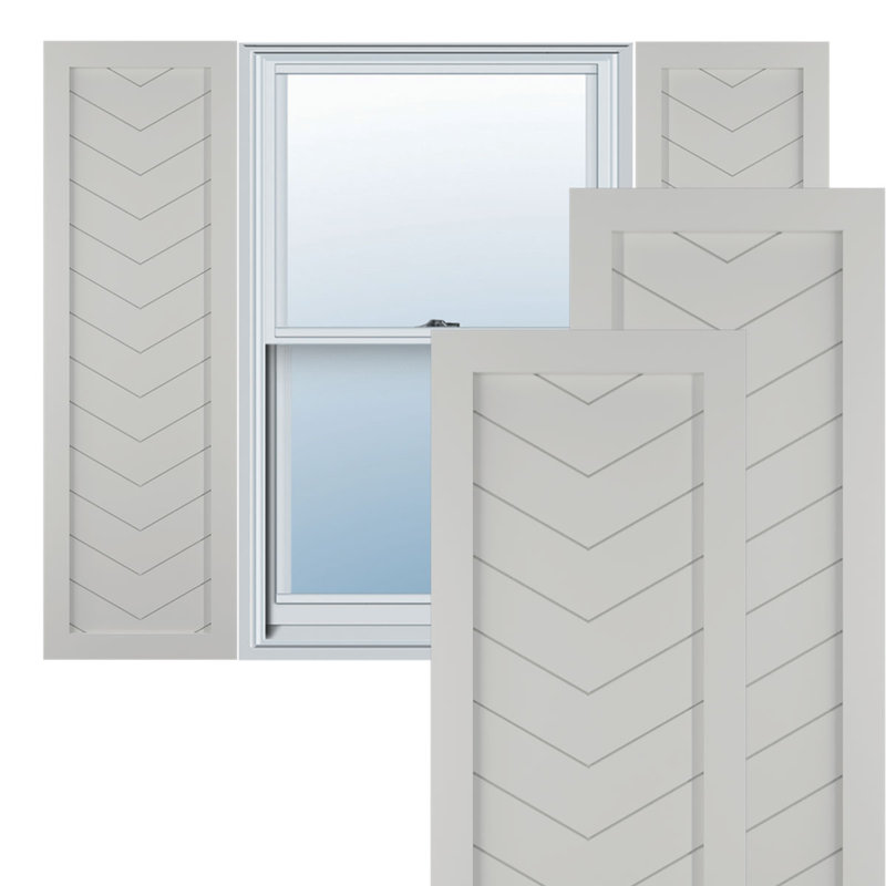 Volets à fixation fixe en PVC à panneau simple de style moderne True Fit, Gris grêle, 12", 80"