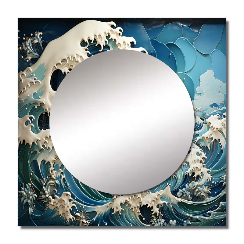 Ramarion - Miroir mural de salon nautique et plage, 23 po x 23 po