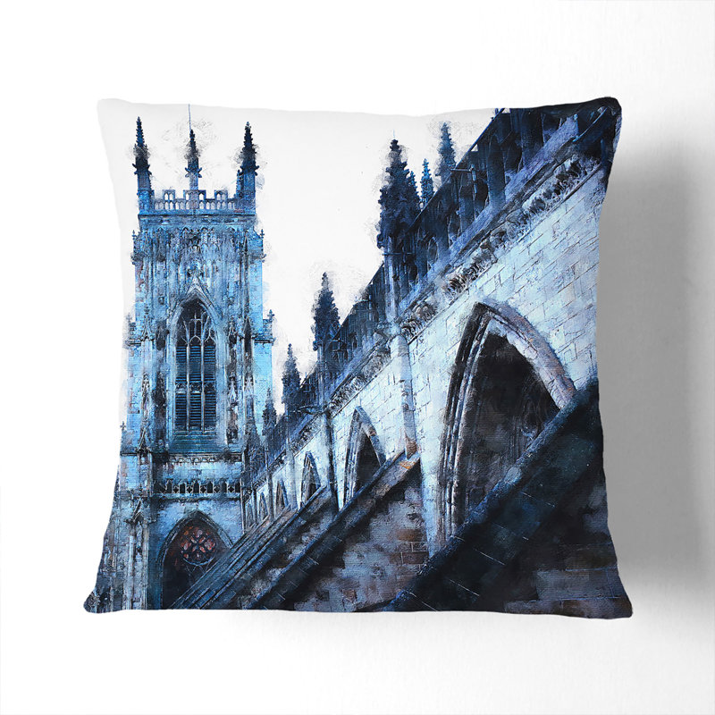 York Minster Cushion with Filling, Black, 40cm H x 40cm W x 15cm D