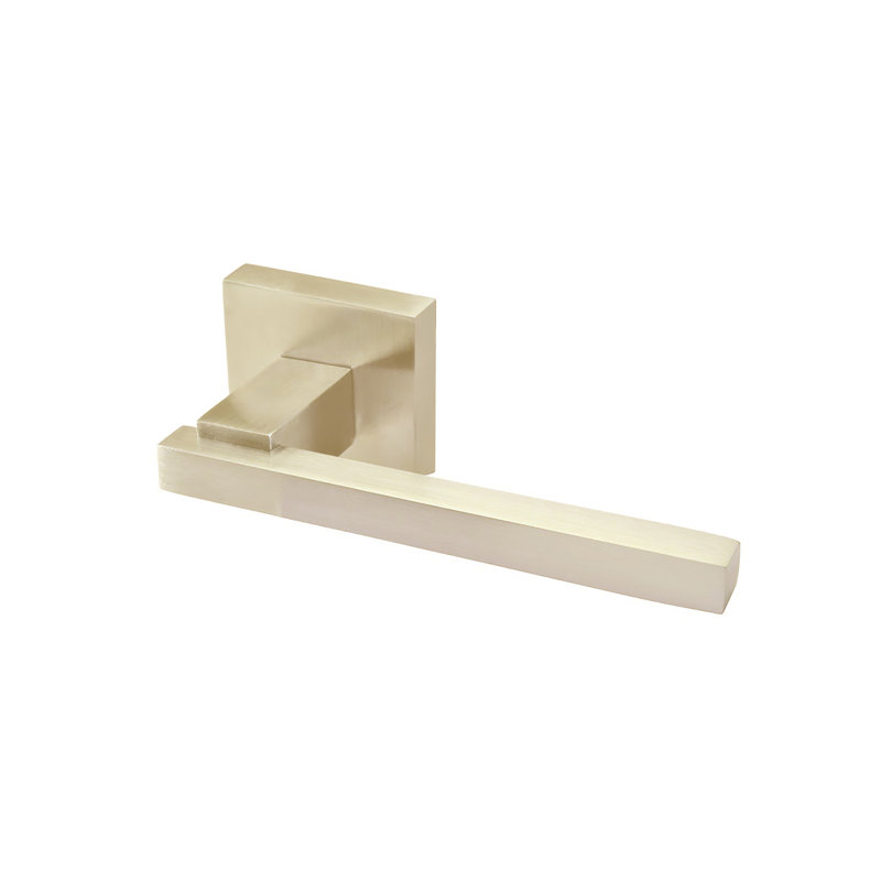Alpine Lever 96 Set with Square Rose, Satin Brass, 2, Double Dummy