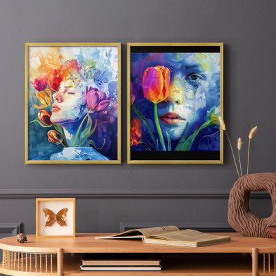 Série FLORAL DCCDX - Reproduction encadrée de qualité supérieure - prête à être accrochée - aucun clou requis - aucun clou requis