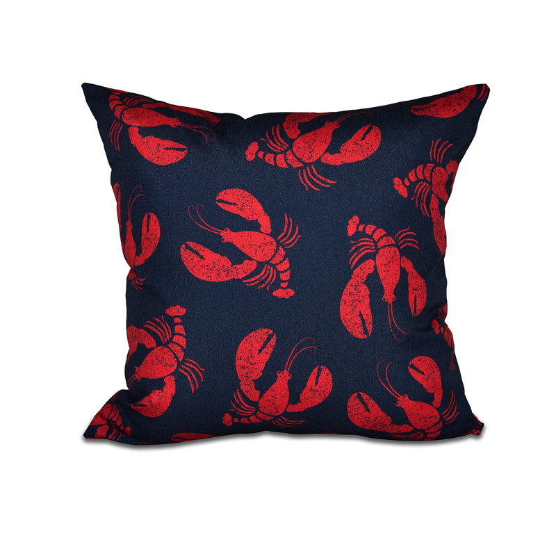 Coussin Nautical Nights Lobster Fest, 18 po x 18 po, Bleu marine