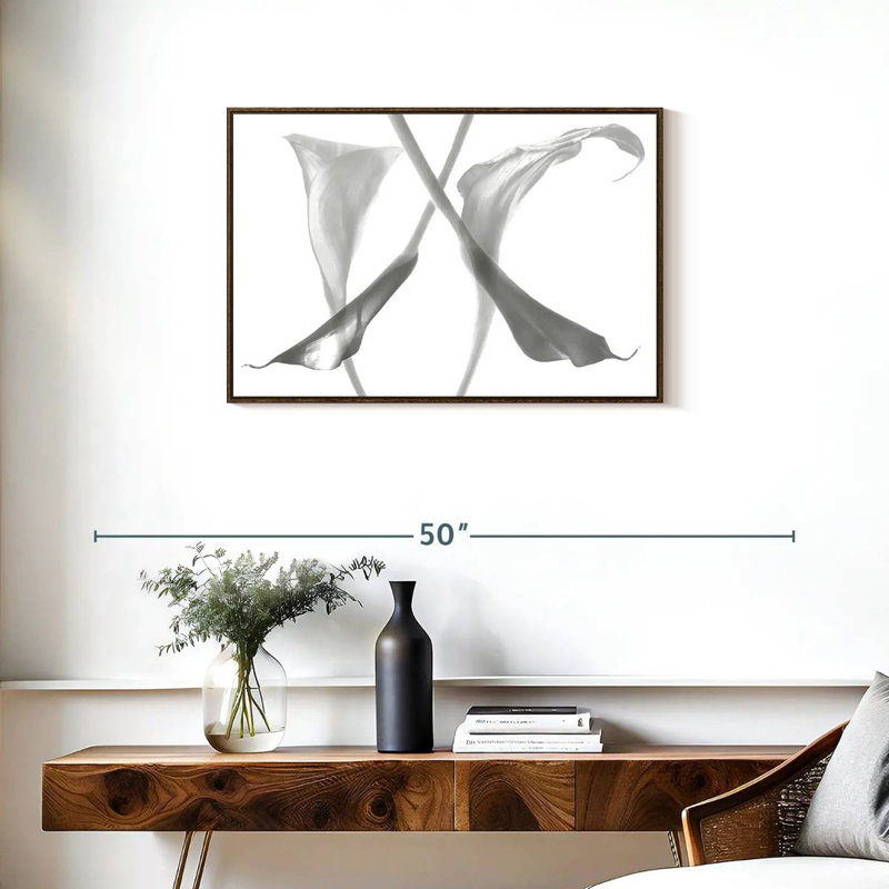 Diaphanous Calla Lilies, Floating Frame Walnut, 31" X 21"