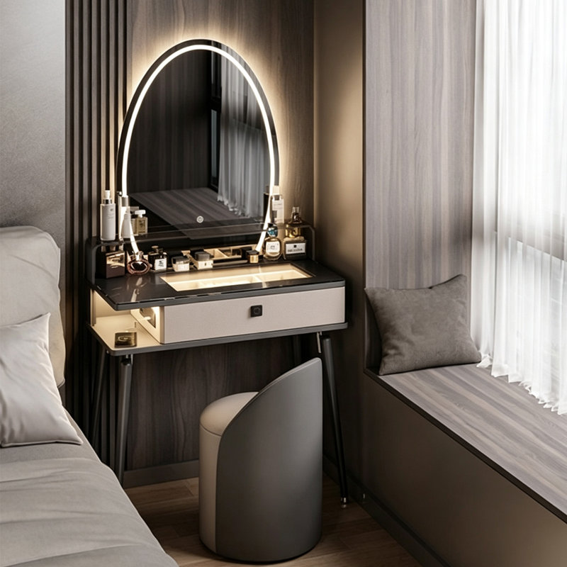 23.43"Italian high-end dressing table with smart large mirror, 60.51" H x31.3"W x 15.59" D