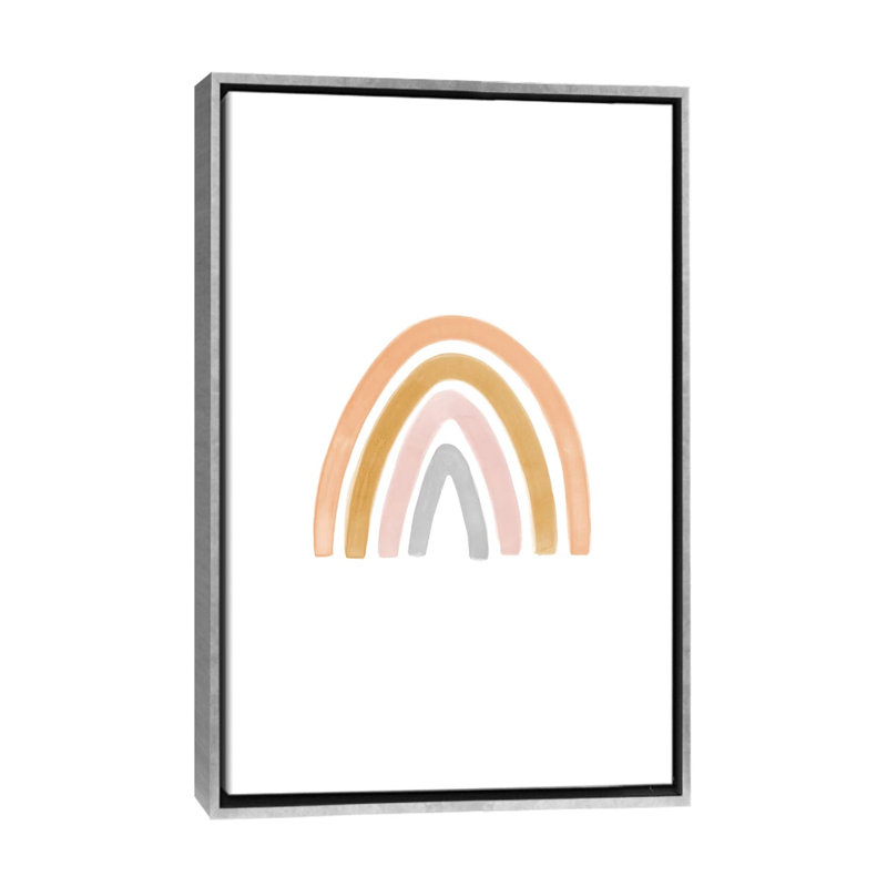 Aquarelle arc-en-ciel II - impression, Pas de tapis, H 60 po x l 40po x P 1,5 po, Toile avec cadre argenté