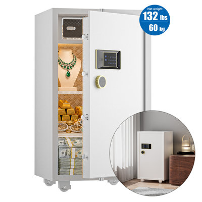 TigerKing 7.2 Cu.ft Extra Large Home Safe, Heavy Duty Digital Security Safe with Touchscreen Keypad, 132lb Solid Steel, 6 Locking Bolts for Home Office, White