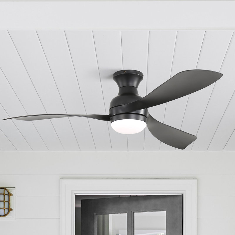Ventilateur de plafond encastré moderne de 52 po avec lumière DEL et moteur à télécommande DC Nicola, Noir