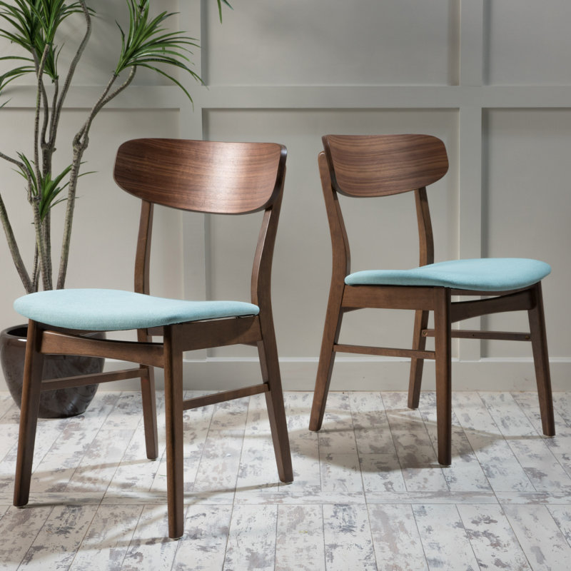 Chaise d'appoint en bois massif Barros, Menthe, Noyer
