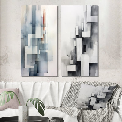 " Grey Abstract Zen " 2 - Pieces