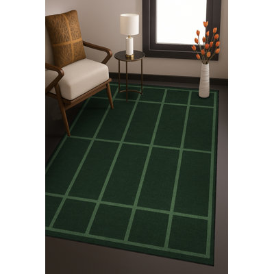 Tapis vert tissé à rayures Mosso